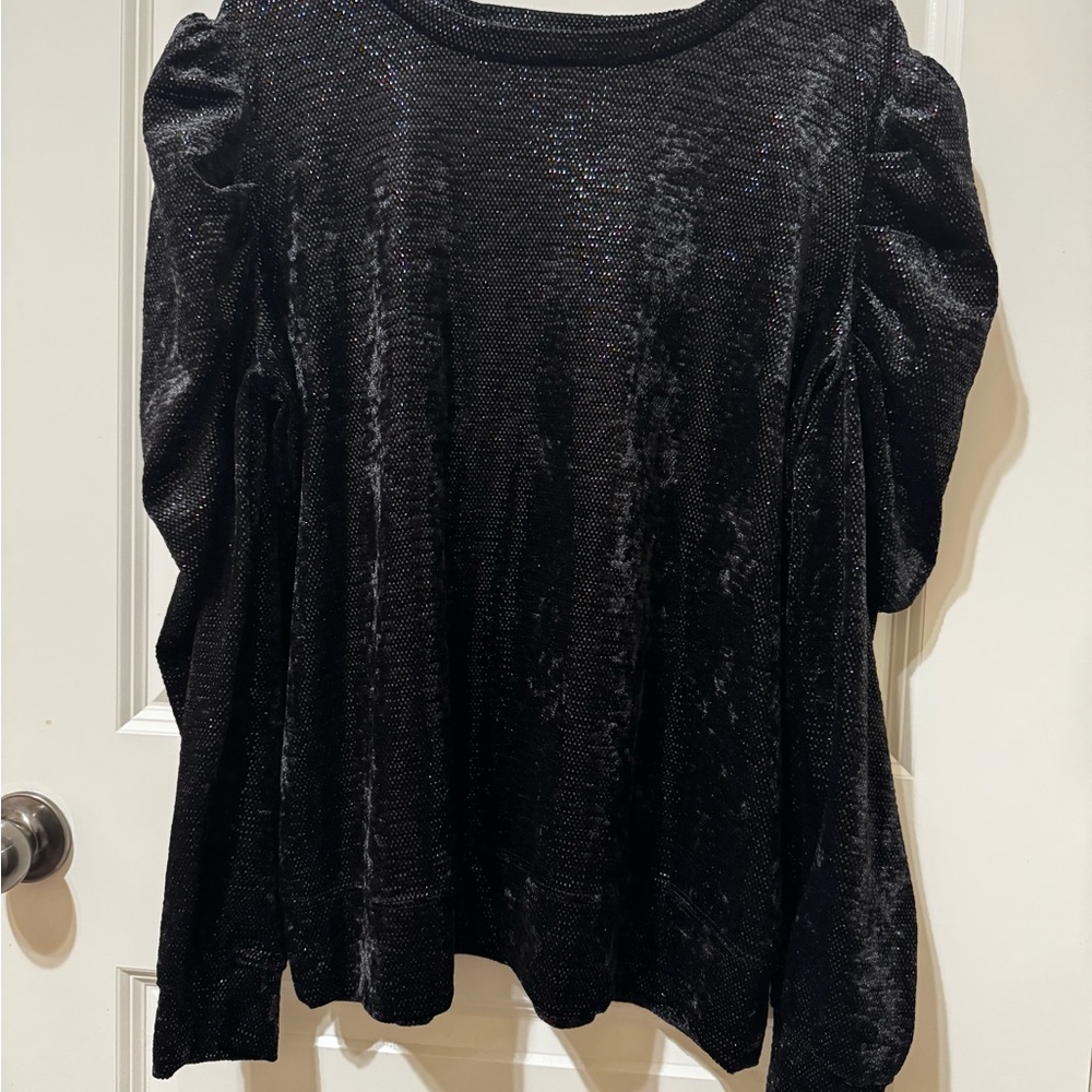 Express Black Puff Sleeve Blouse Relaxed Fit